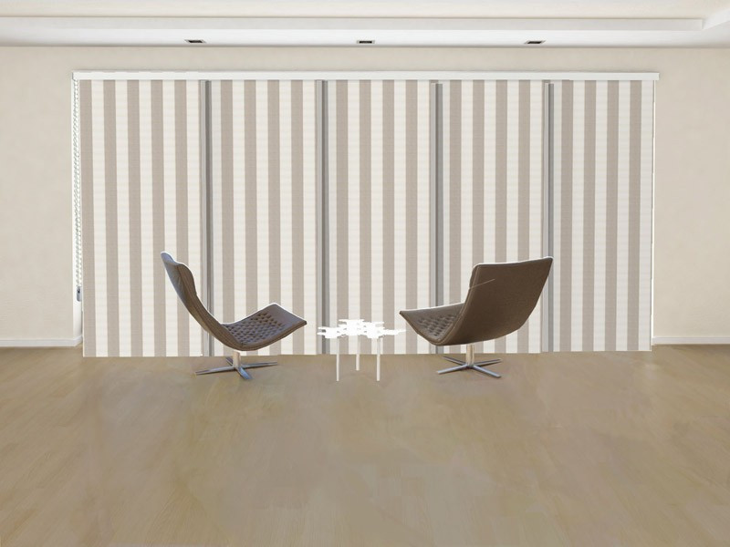 Panel japonés decorativo THOR franjas verticales color beige blanco