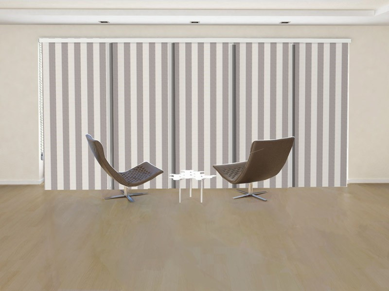 Panel japonés decorativo THOR franjas verticales color blanco ocre oscuro