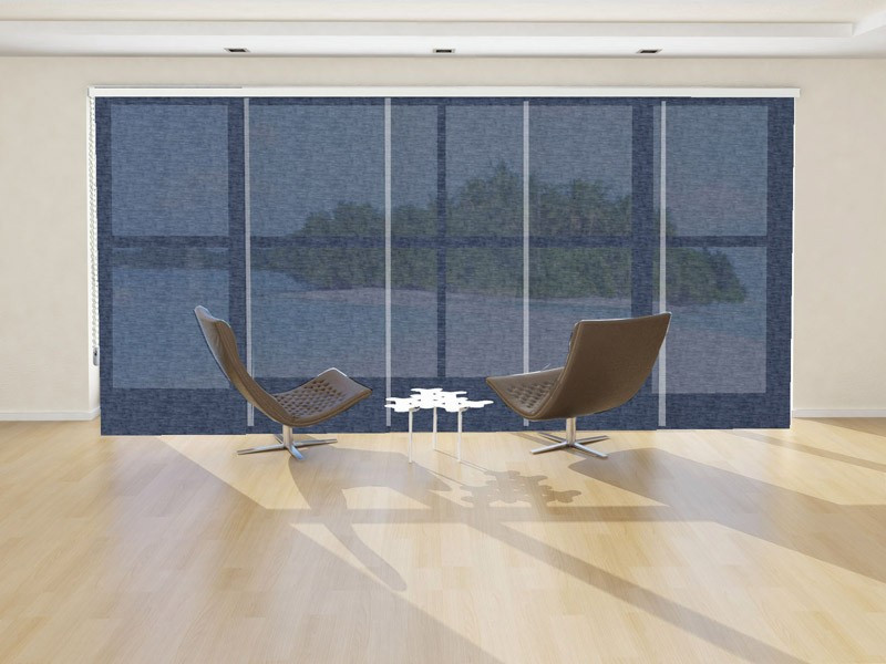 Panel japonés visillo ISIS color azul riviera