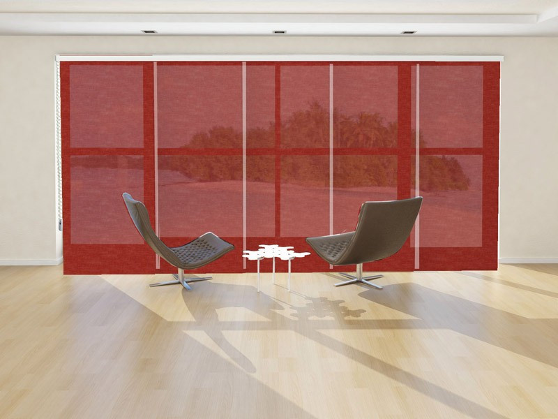 Panel japonés visillo OSIRIS color rojo crisantemo