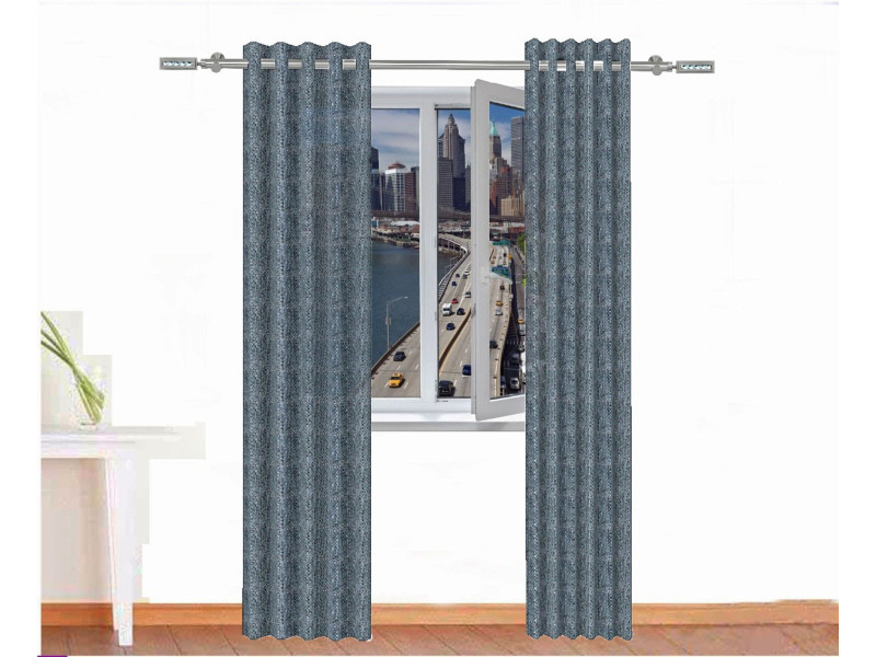 Cortina decorativa hor ignífuga color gris plata