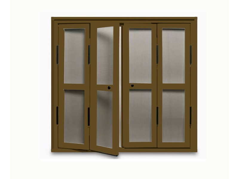 Mosquitera de Puerta Abatible escuadra negra aluminio bronce