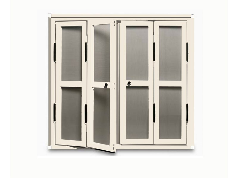 Mosquitera de Puerta Abatible escuadra blanca color blanco crema