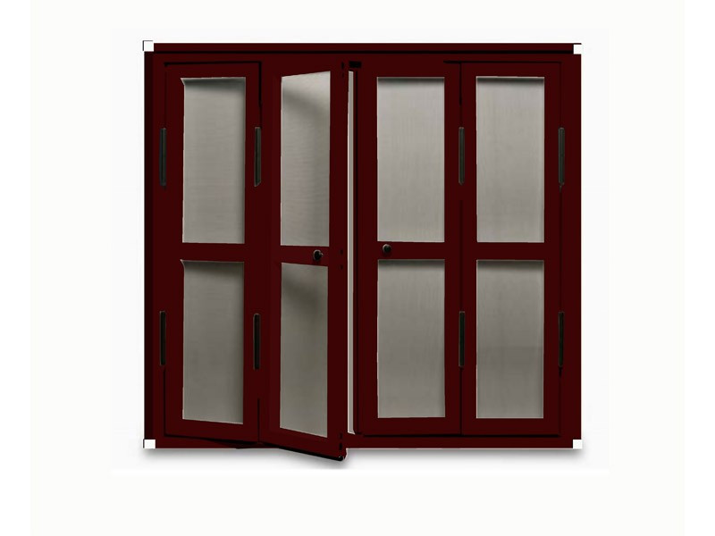Mosquitera de Puerta Abatible escuadra blanca color chocolate