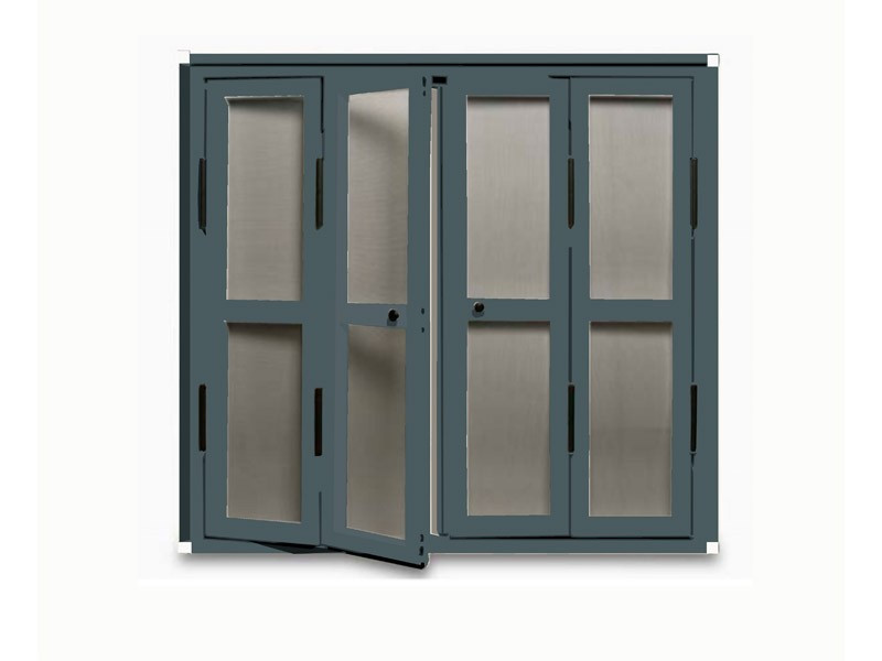 Mosquitera de Puerta Abatible escuadra blanca color gris hierro