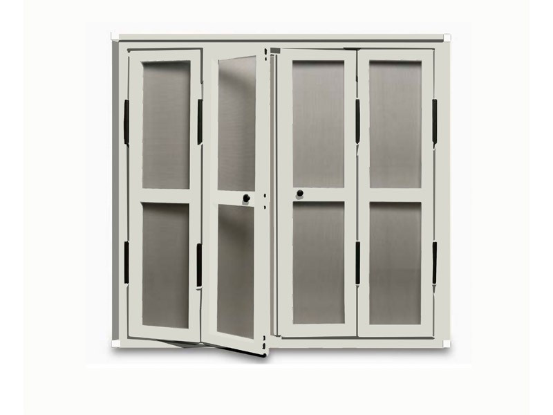 Mosquitera de Puerta Abatible escuadra blanca color gris luminoso