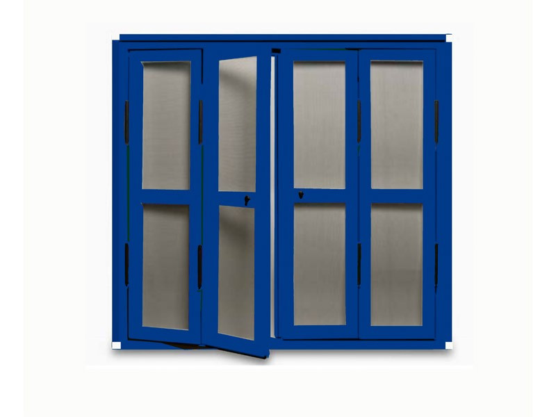 Mosquitera de Puerta Abatible escuadra blanca color azul marino ultramar