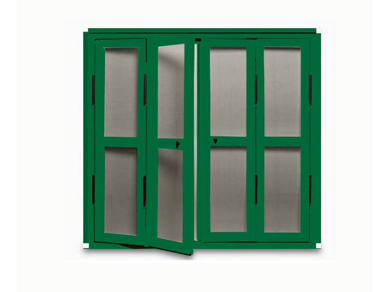 Mosquitera de Puerta Abatible escuadra blanca color verde hoja