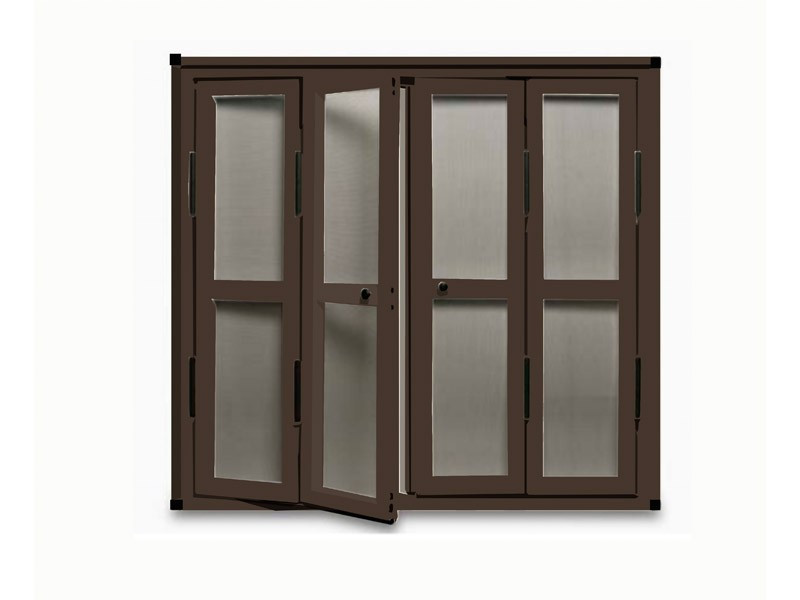 Mosquitera de Puerta Abatible escuadra negra color gris sombra