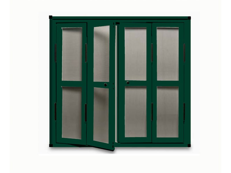 Mosquitera de Puerta Abatible escuadra negra color verde musgo