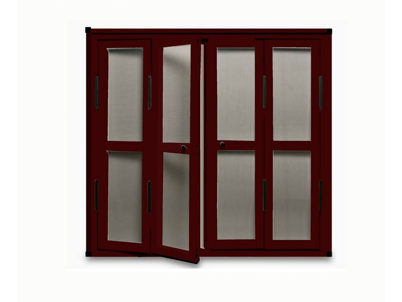 Mosquitera de Puerta Abatible escuadra negra color chocolate