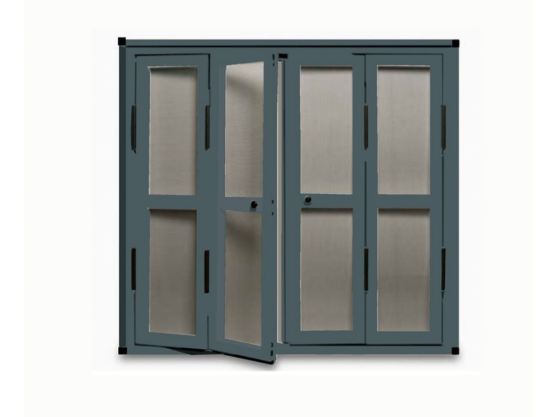 Mosquitera de Puerta Abatible escuadra negra color gris hierro
