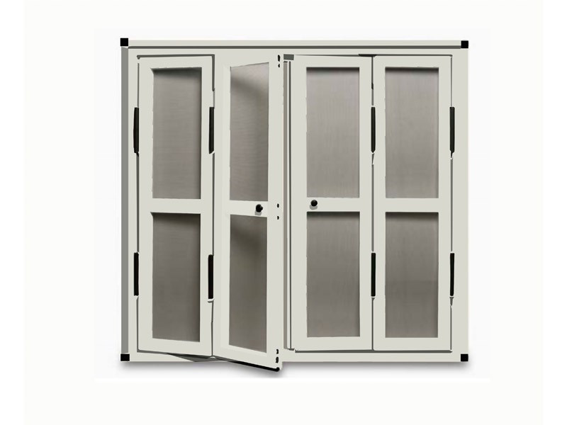 Mosquitera de Puerta Abatible escuadra negra color gris luminoso