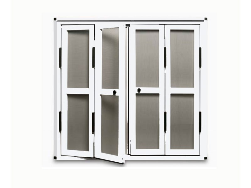 Mosquitera de Puerta Abatible escuadra negra color blanco tráfico