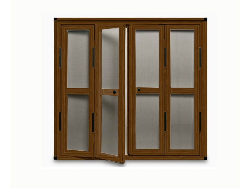 Mosquitera de Puerta Abatible escuadra negra madera raiz