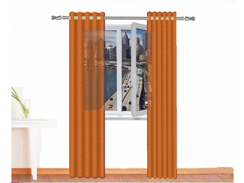 Cortina visillo ISIS lino natural color naranja zanahoria