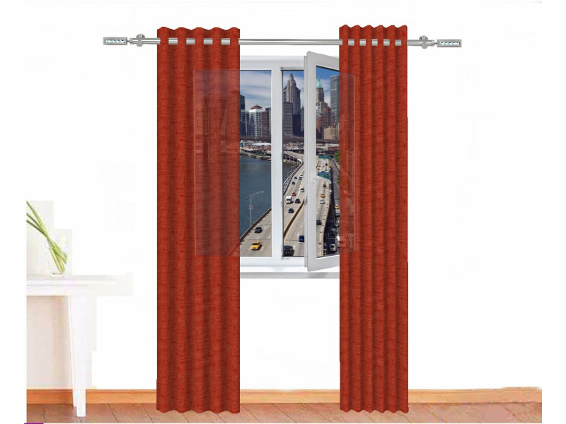 Cortina visillo ISIS lino natural color rojo crisantemo