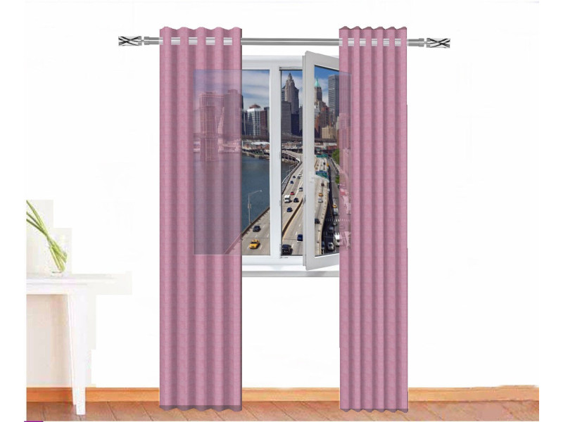 Cortina visillo ISIS lino natural color rosa lavanda