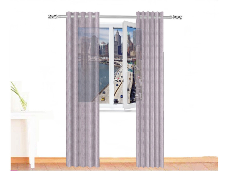 Cortina visillo franjas verticales MARTE color lila blanco