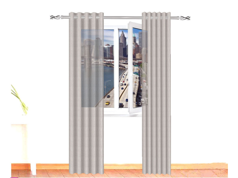 Cortina visillo franjas verticales MARTE color ocre blanco
