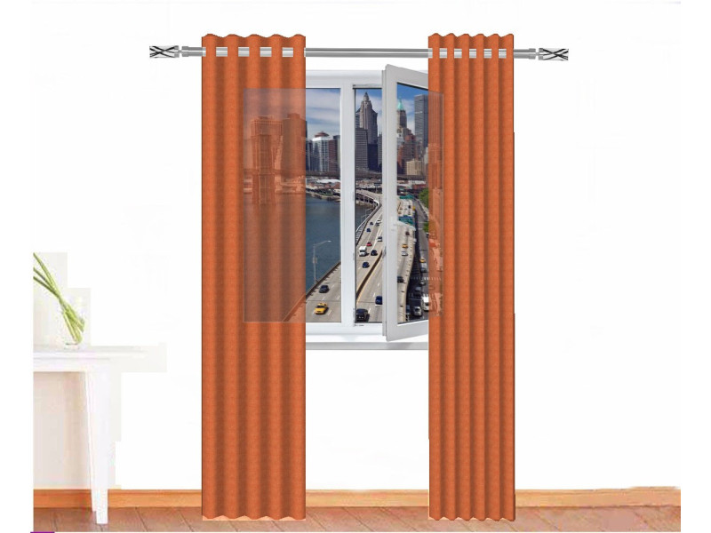 Cortina visillo lino OSIRIS color naranja zanahoria