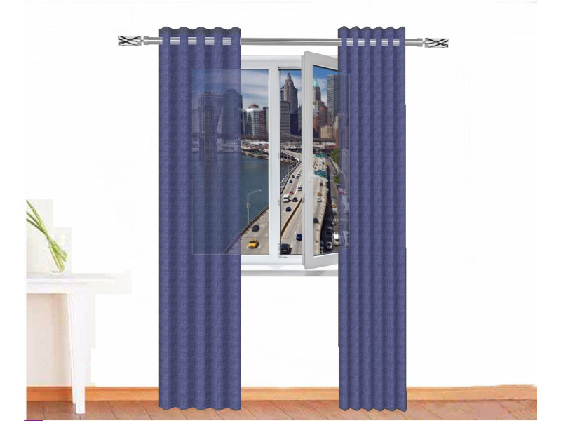 Cortina visillo lino OSIRIS color azul riviera
