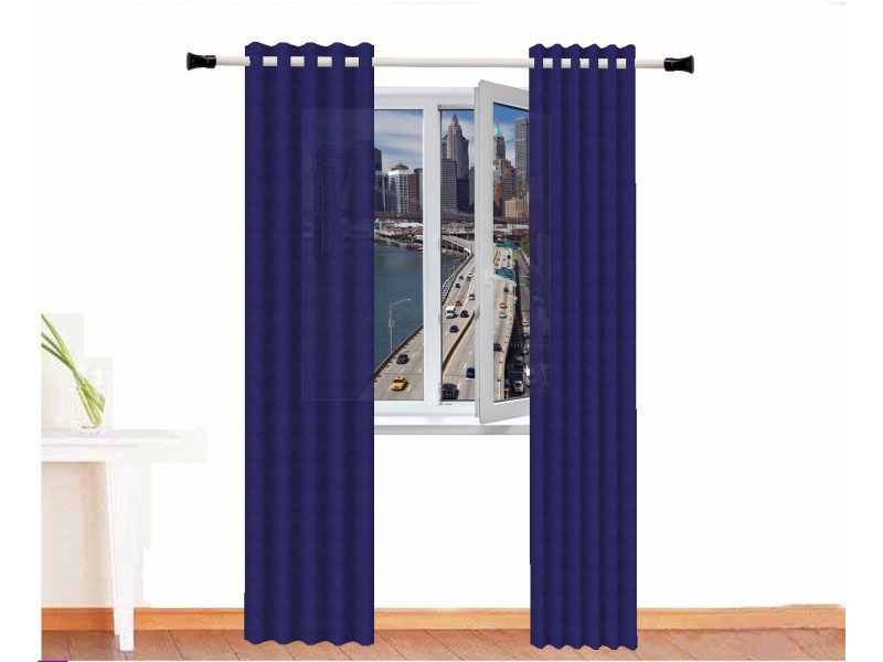 Cortina decorativa AMON Algodón Color Azul Cobalto Oscuro Loneta