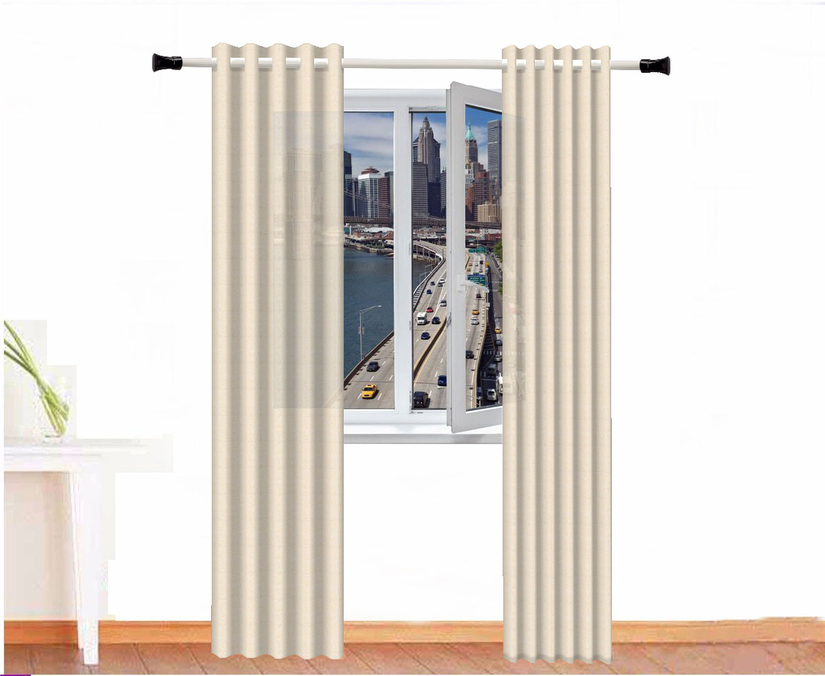 CORTINA DECORATIVA AMON ALGODÓN COLOR BLANCO HUESO