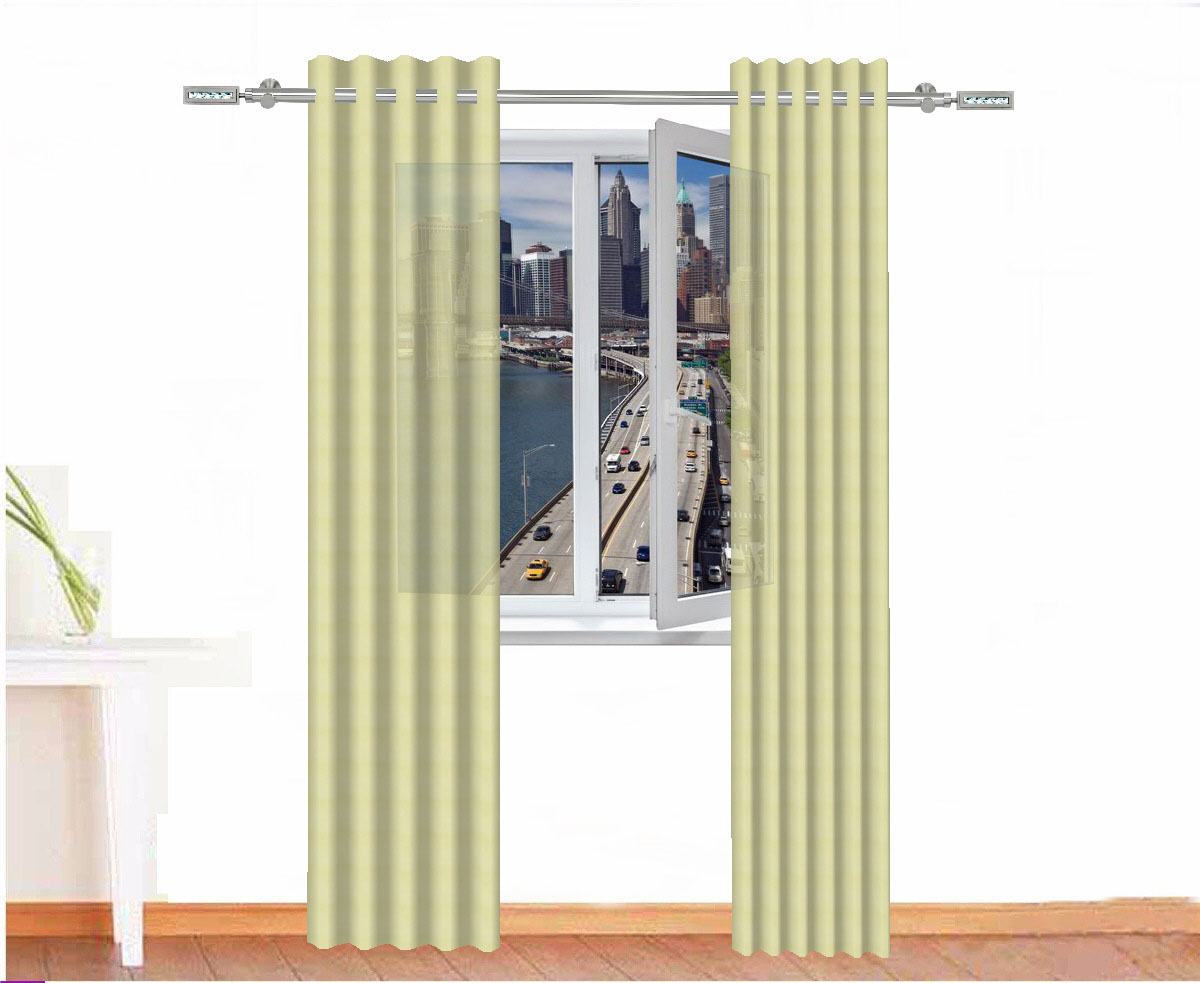 CORTINA DECORATIVA AMON ALGODÓN COLOR AMARILLO NAPOLÉS CLARO