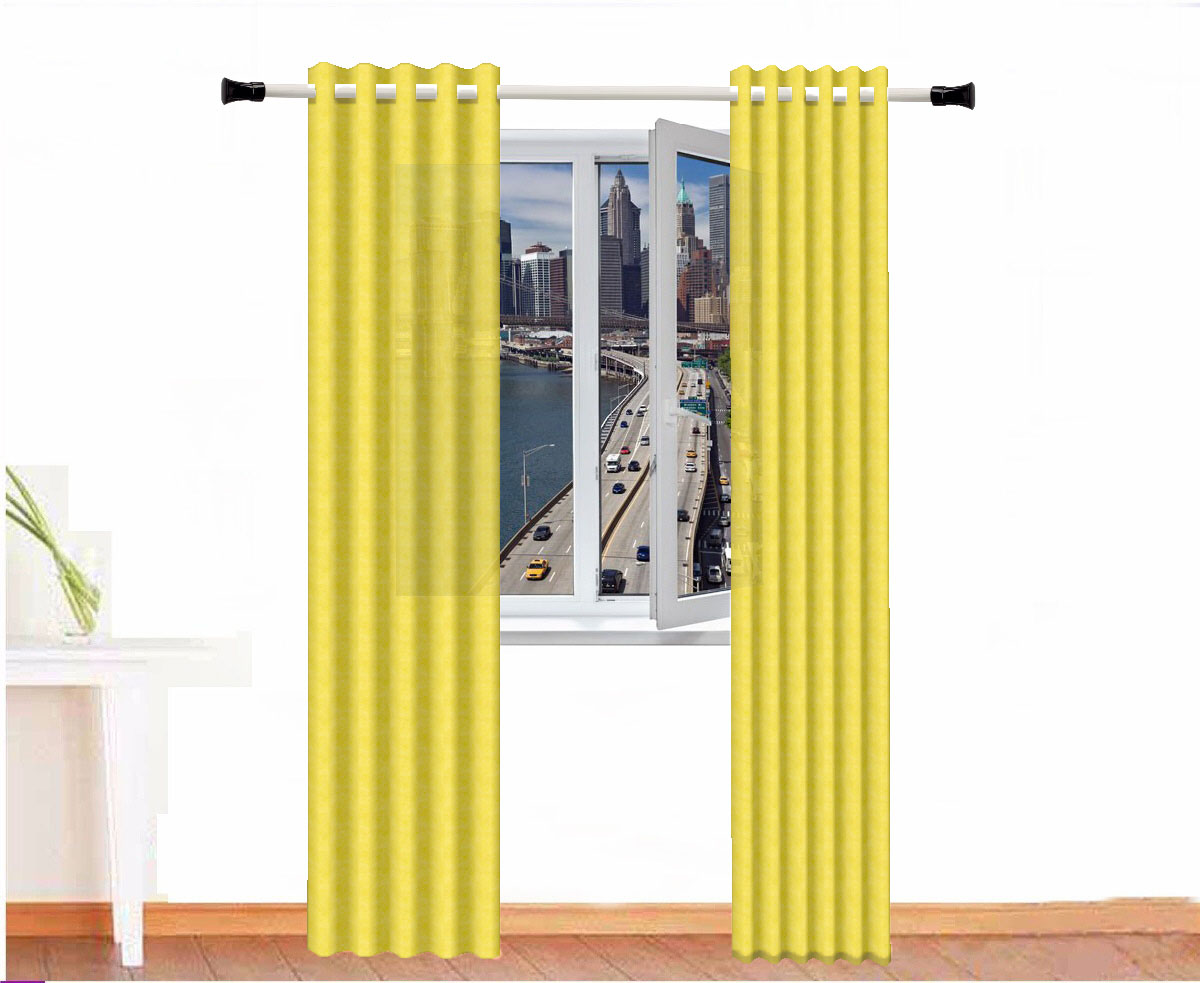 CORTINA DECORATIVA AMON ALGODÓN COLOR AMARILLO LIMÓN