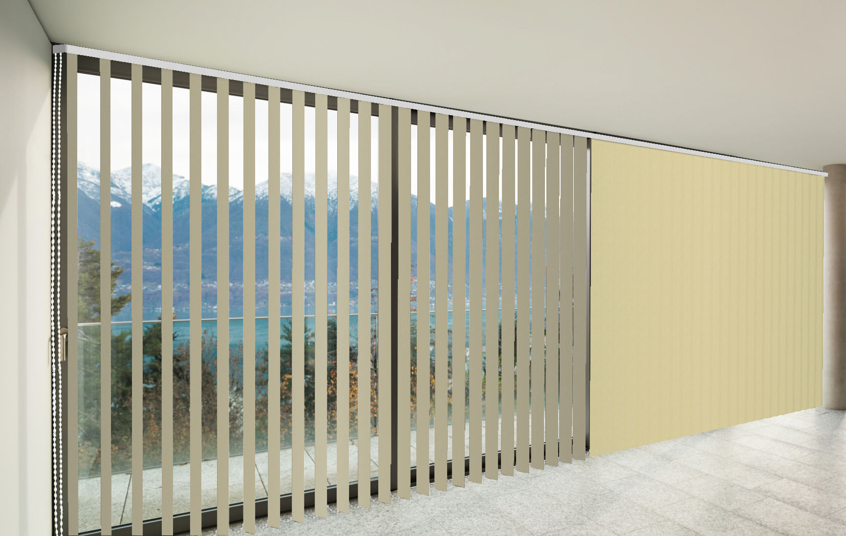 CORTINAS DE LAMAS VERTICALES TRASLÚCIDAS MIAMI COLOR CAQUI