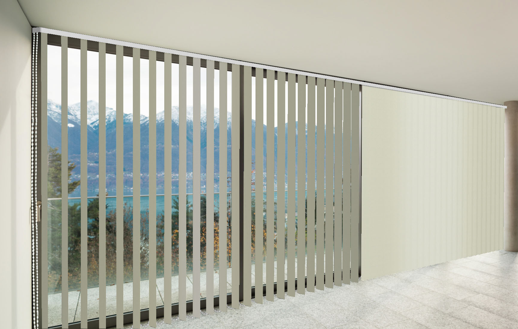 CORTINAS DE LAMAS VERTICALES TRASLÚCIDAS MIAMI COLOR BLANCO NAVAJO
