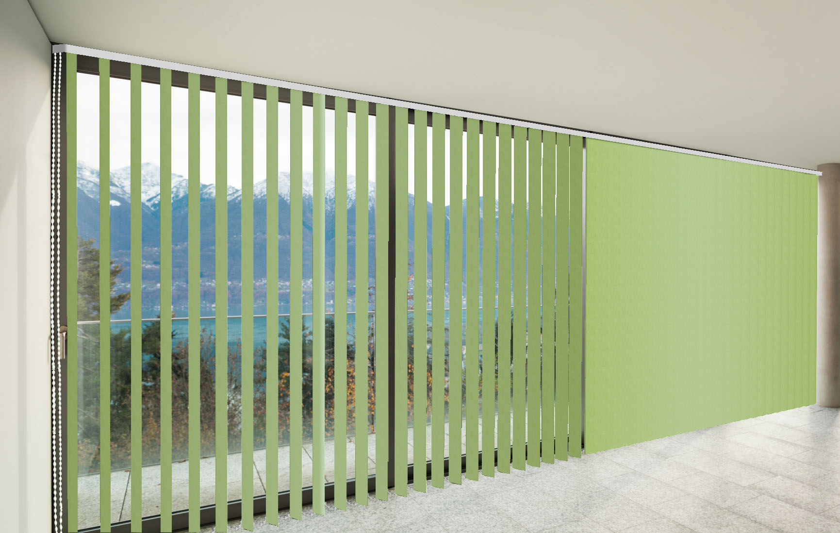 CORTINAS DE LAMAS VERTICALES TRASLÚCIDAS MIAMI COLOR VERDE PASTEL