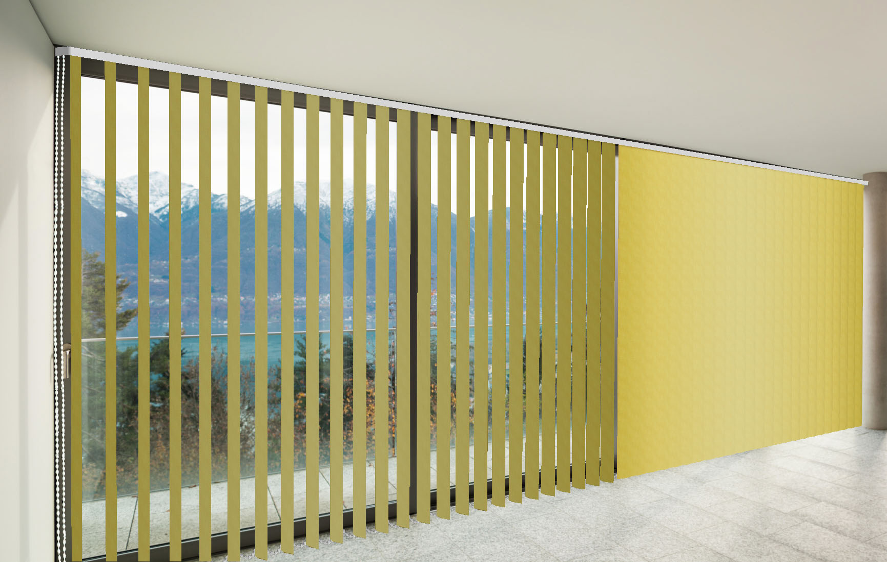 CORTINAS DE LAMAS VERTICALES TRASLÚCIDAS MIAMI COLOR AMARILLO HUEVO