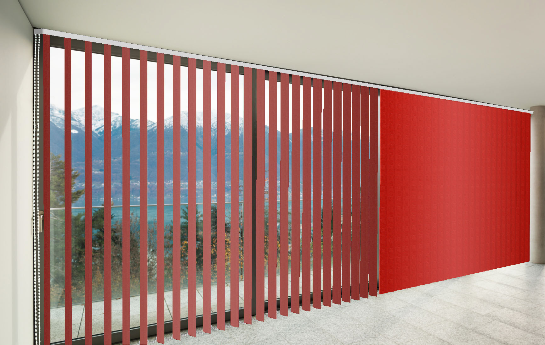 CORTINAS DE LAMAS VERTICALES TRASLÚCIDAS MIAMI COLOR ROJO