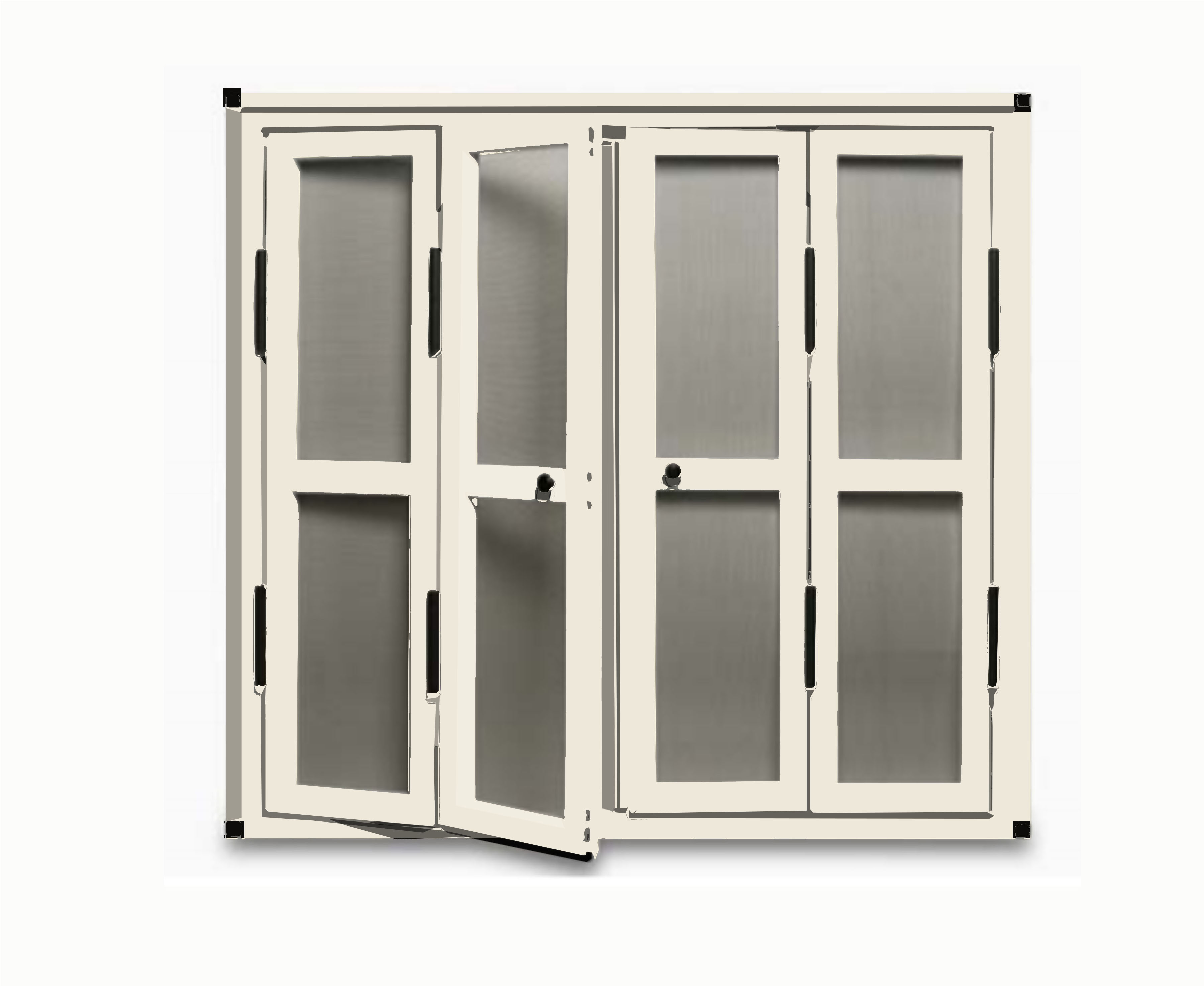 MOSQUITERA PUERTA ABATIBLE ACABADO COLORBLANCO CREMA ESCUADRA NEGRA