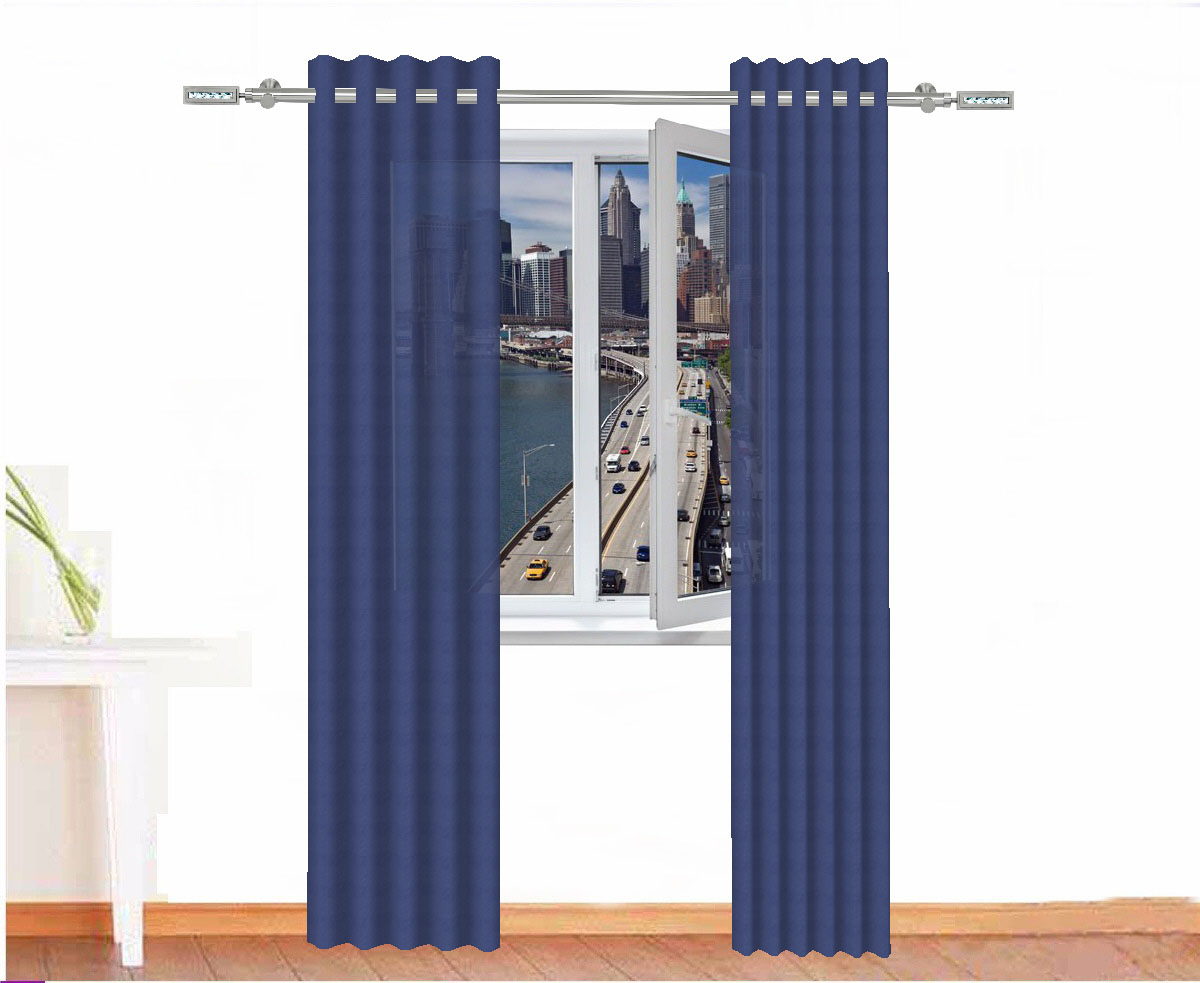 CORTINA DECORATIVA AMON ALGODÓN COLOR AZUL ZAFIRO