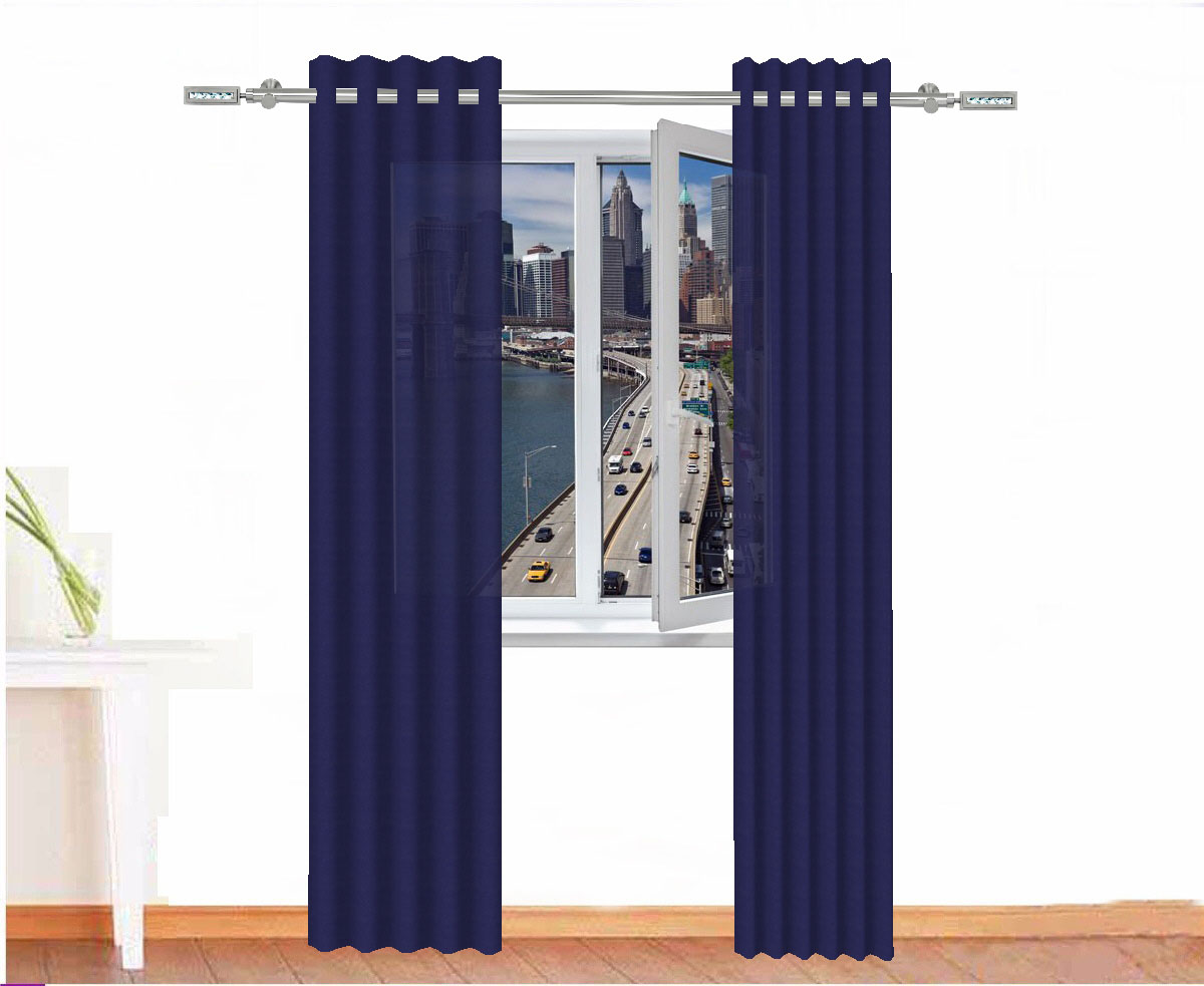 CORTINA DECORATIVA AMON ALGODÓN COLOR AZUL ORCELA