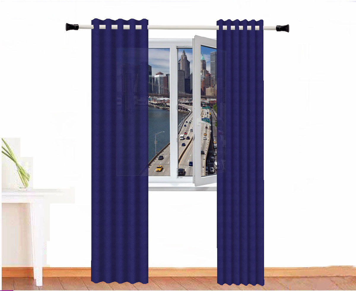CORTINA DECORATIVA AMON ALGODÓN COLOR AZUL COBALTO OSCURO