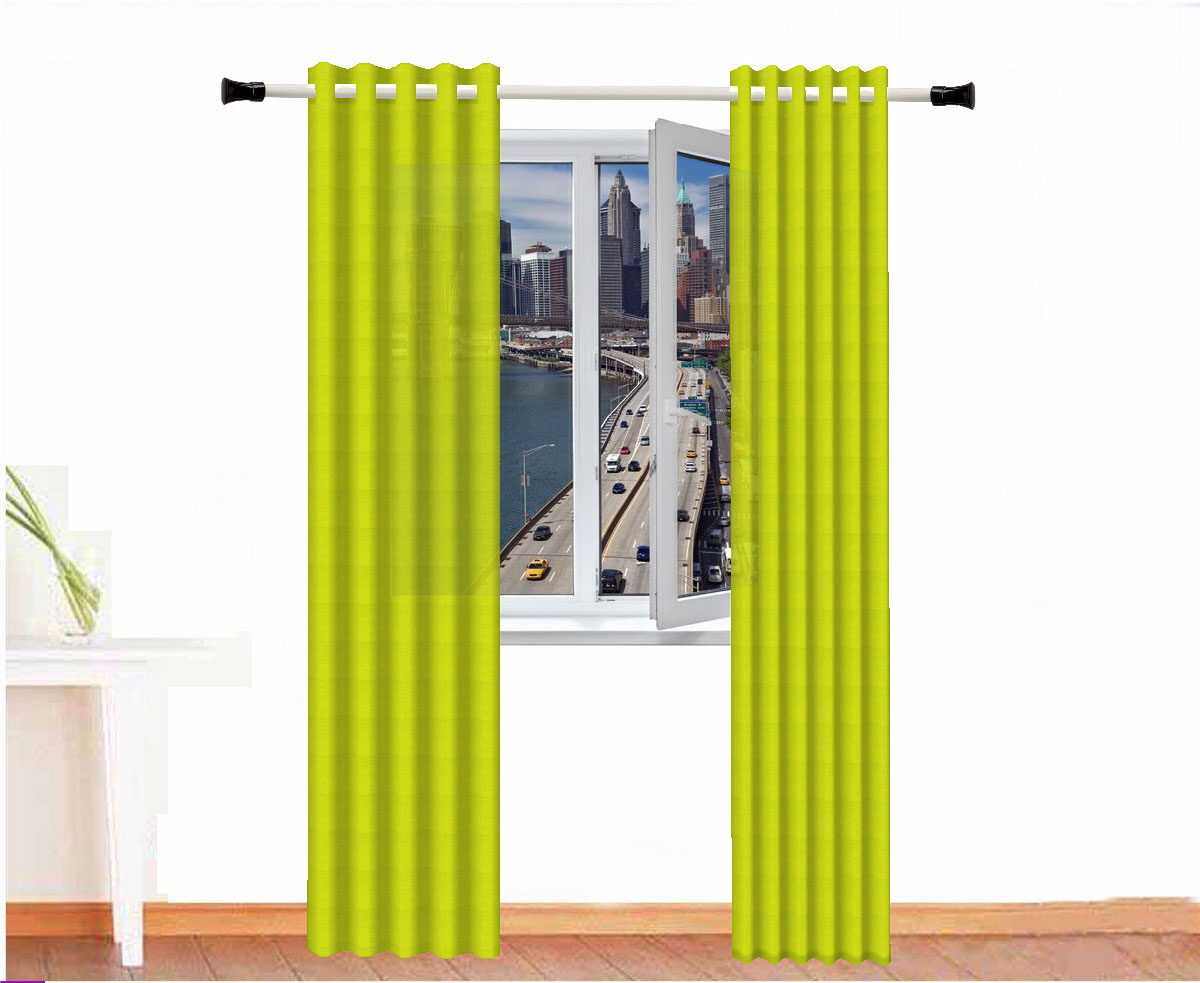CORTINA DECORATIVA AMON ALGODÓN COLOR VERDE AMARILLO