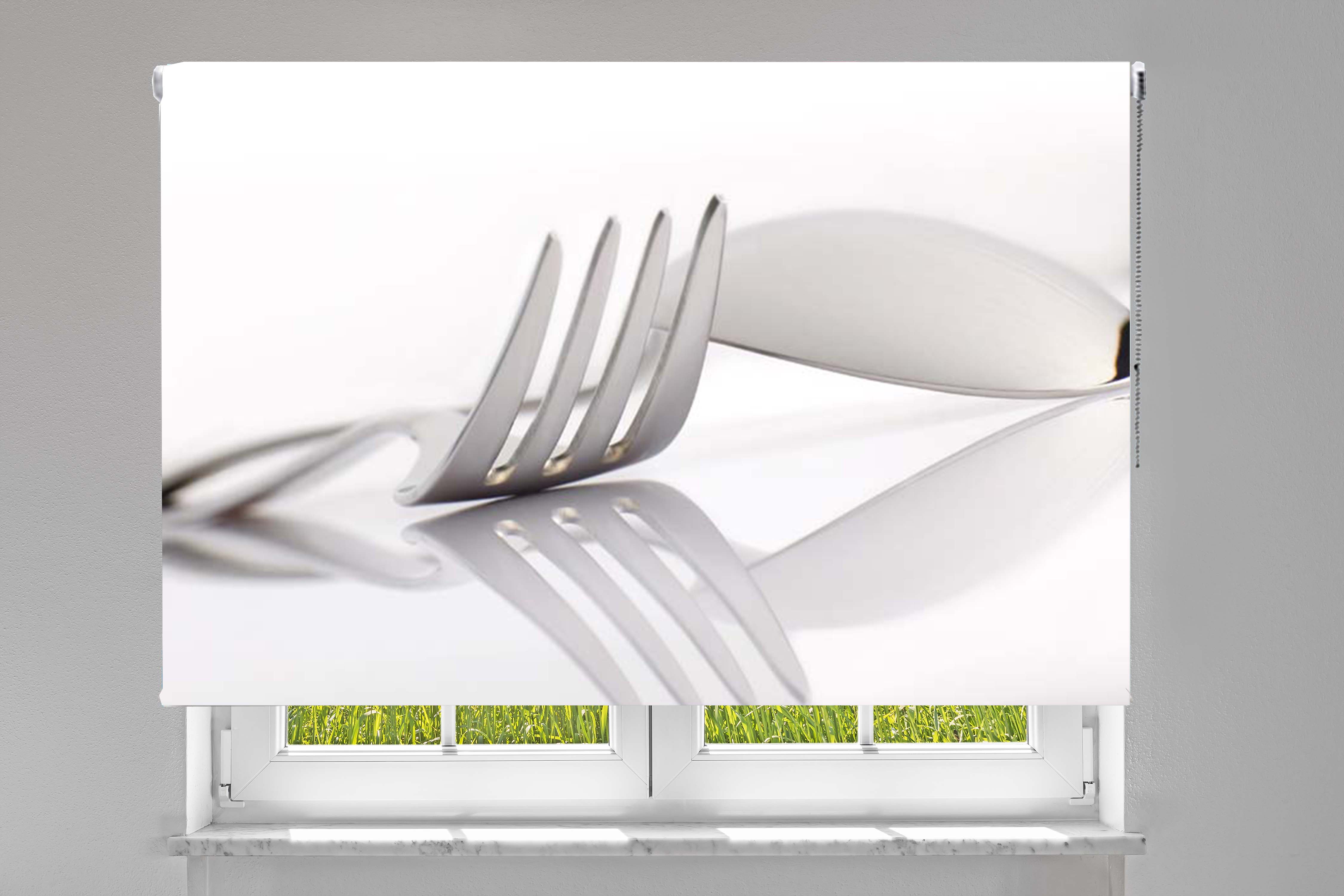 ESTOR ENROLLABLE SERIGRAFIADO COCINA TENEDOR CORTINARTE
