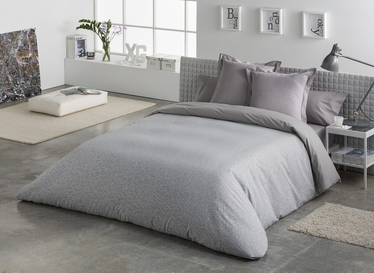 JUEGO DE FUNDA NÓRDICA TEJIDA JACQUARD BURGOS SIMULACIÓN COLOR PLOMO