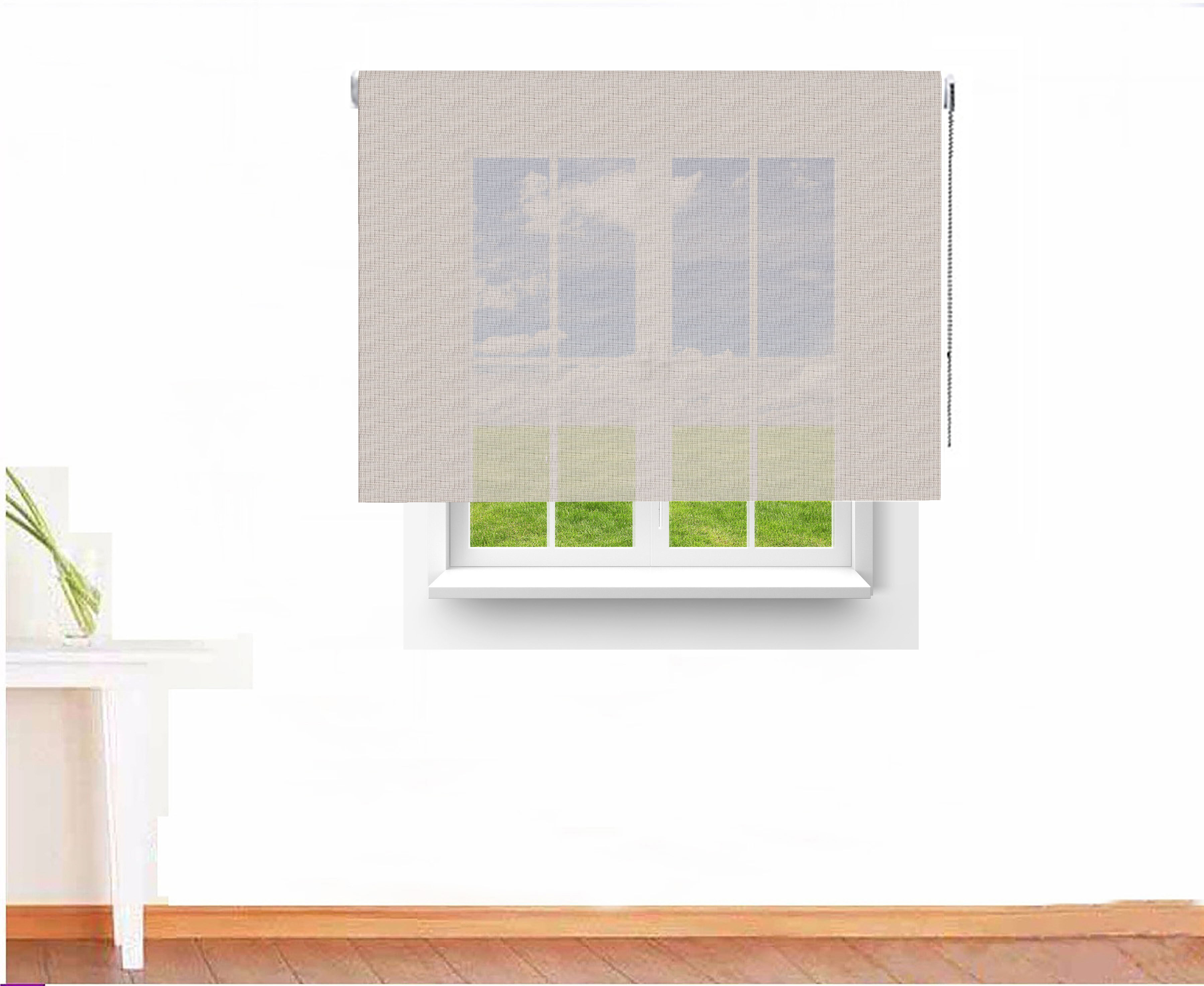 ESTOR ENROLLABLE SCREEN BICOLOR IGNÍFUGO COLOR BLANCO BLANCO SABLE