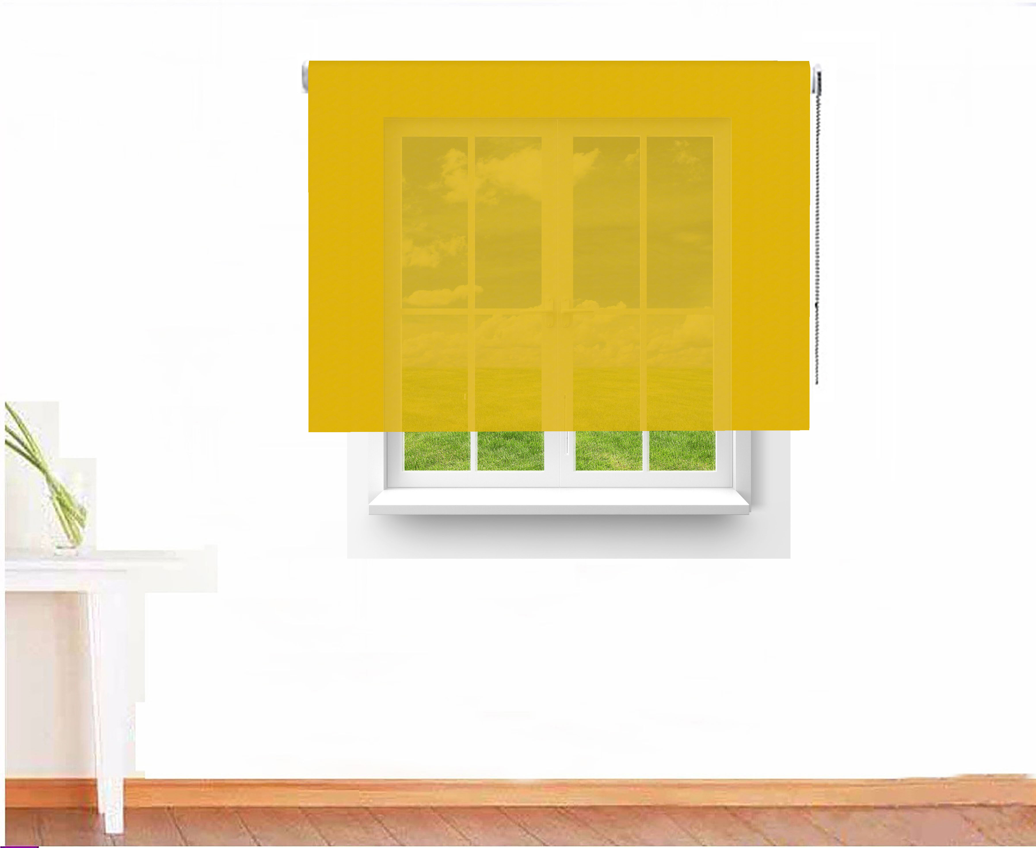 ESTOR ENROLLABLE SCREEN CRYSTAL IGNÍFUGO COLOR AMARILLO