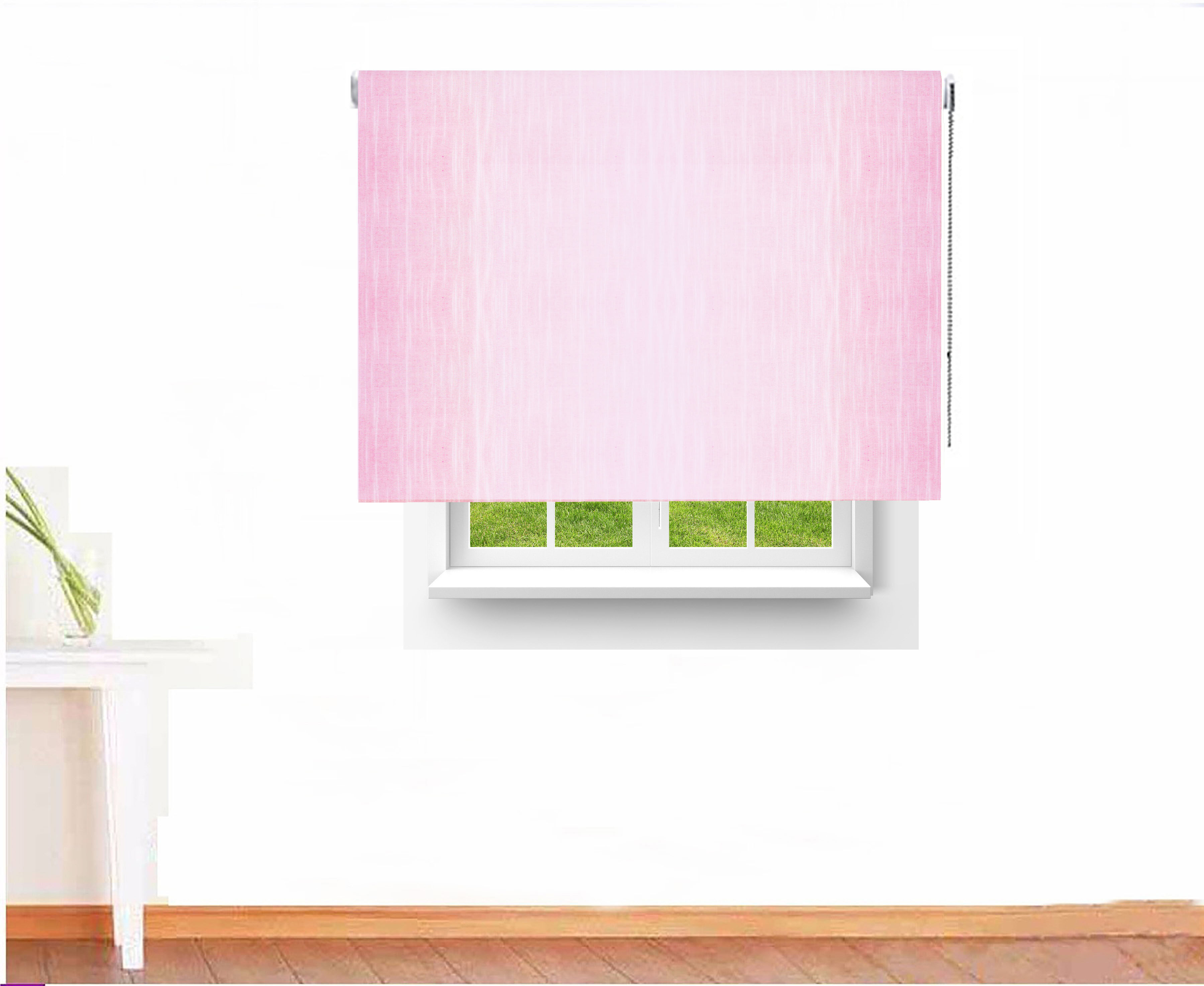 ESTOR ENROLLABLE TRASLÚCIDO SHANTUNG COLOR ROSA PÁLIDO