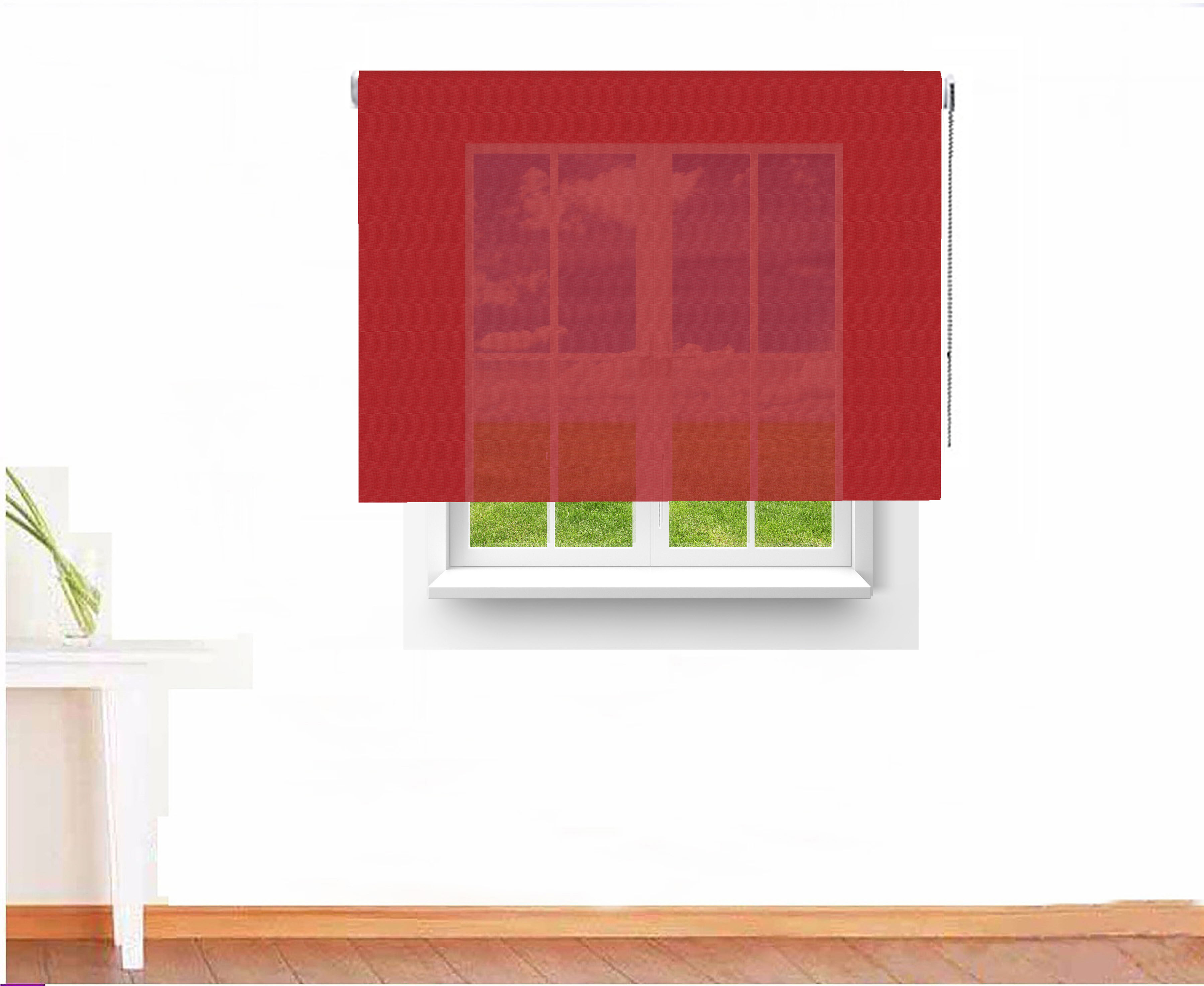 ESTOR ENROLLABLE SCREEN CRYSTAL IGNÍFUGO COLOR ROJO