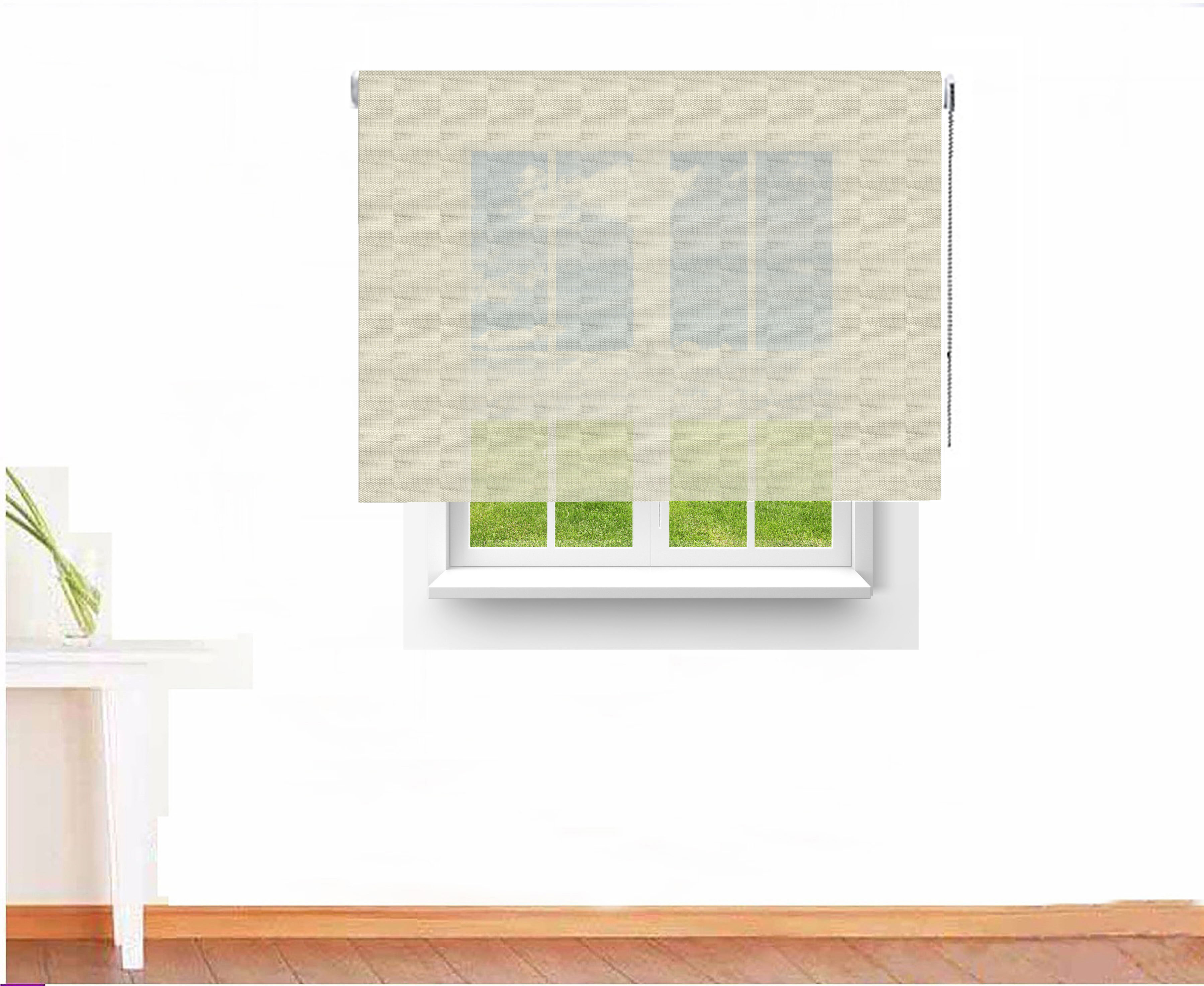 ESTOR ENROLLABLE SCREEN ATENEA IGNÍFUGO COLOR GRIS BLANCO HUESO