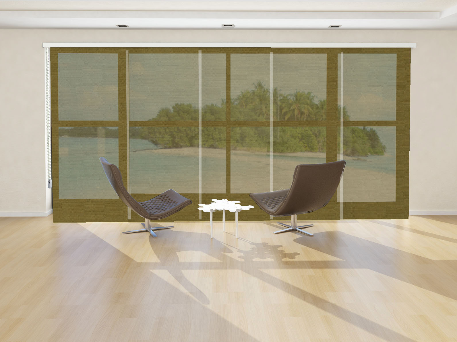 PANEL JAPONÉS SCREEN RUSTIC IGNÍFUGO COLOR MADERA BRONCE OSCURO