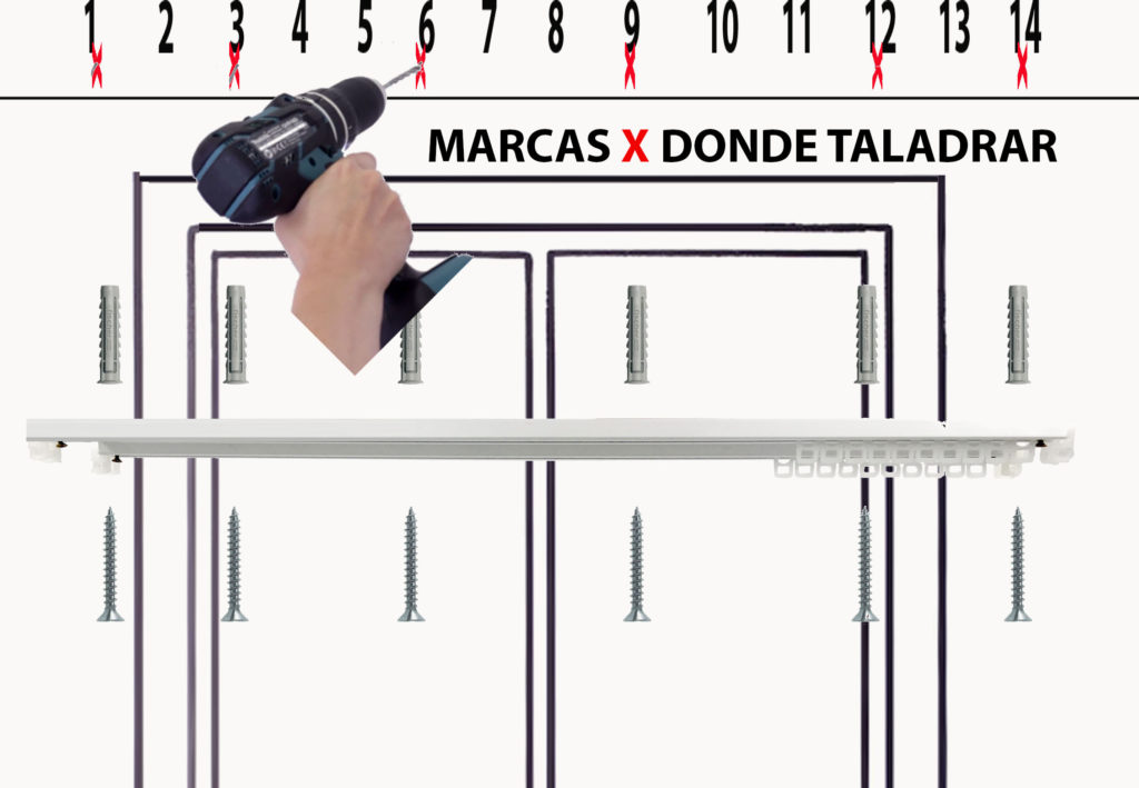 MONTAR RIEL DE CORTINAS DE DOS CANALES