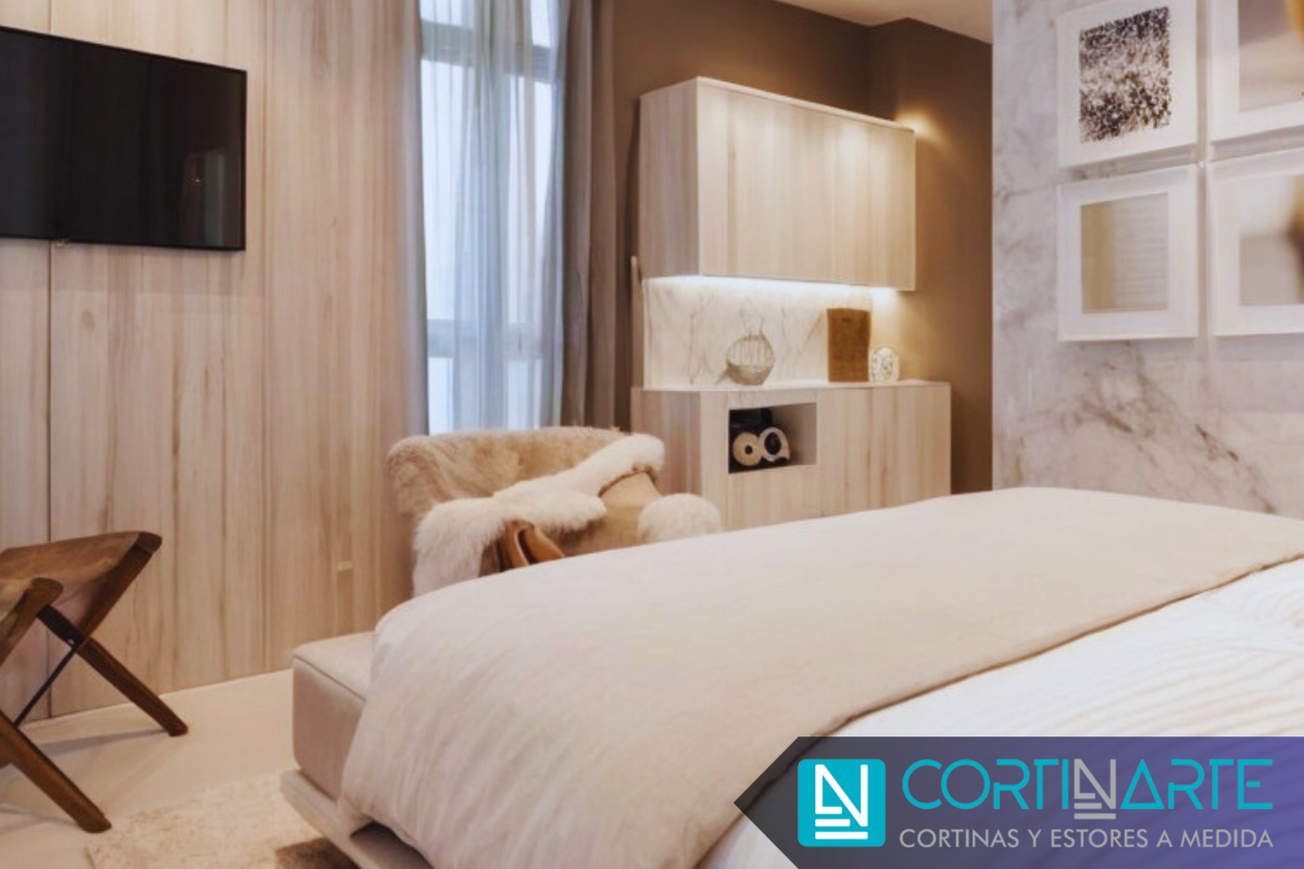 Dormitorio acogedor con Cortinas Térmicas para Interiores